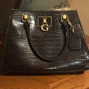 GUESS Brown Croc-Embossed Women's Bag